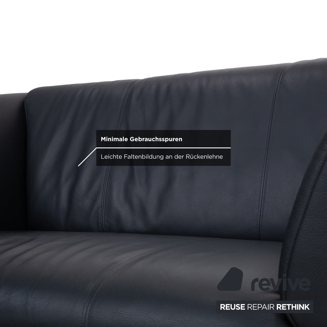 Rolf Benz 322 Leder Zweisitzer Schwarz Sofa Couch