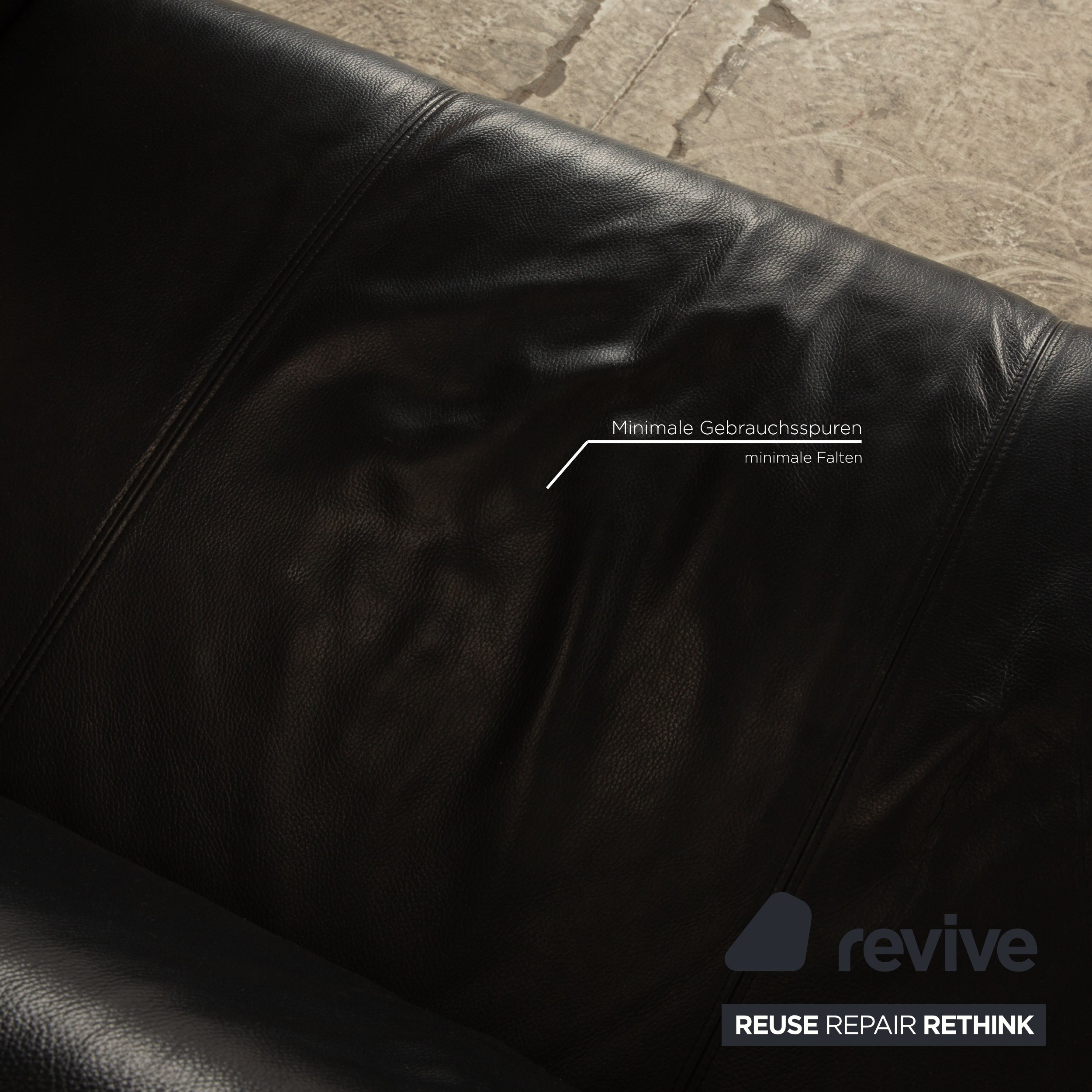 Canapé deux places en cuir noir Rolf Benz 322