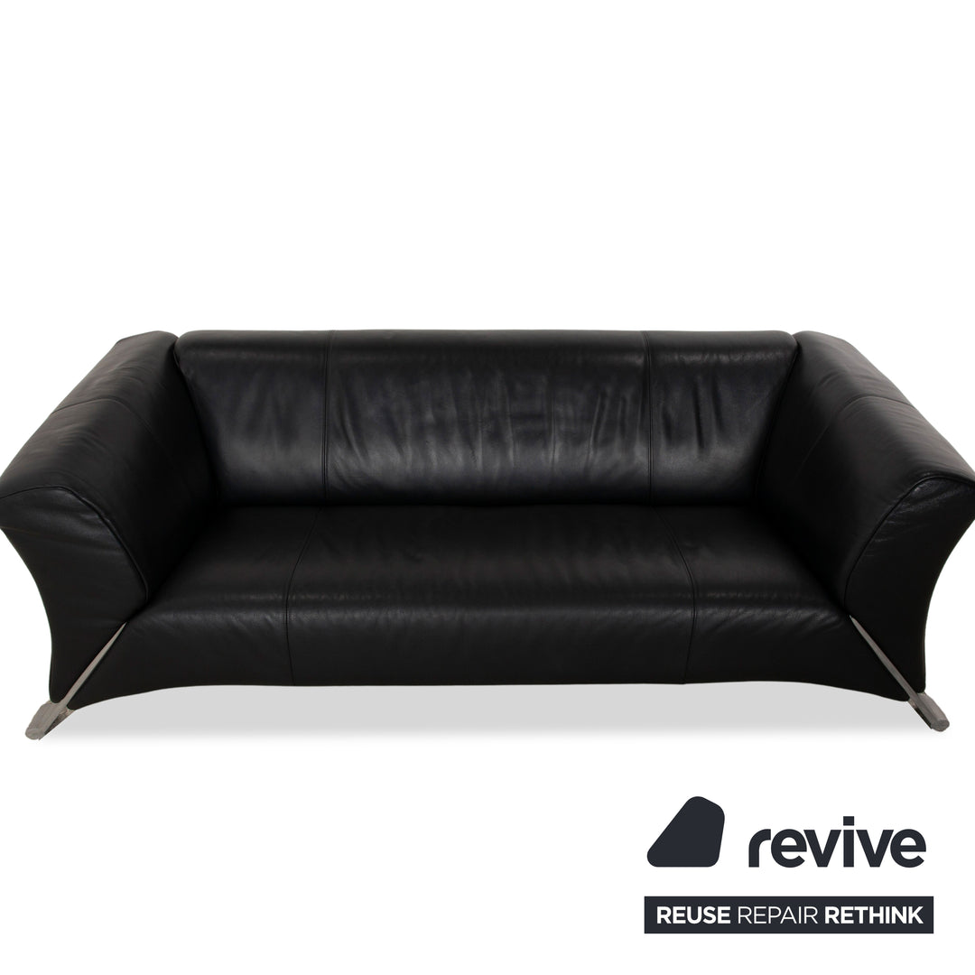 Rolf Benz 322 leather two-seater black sofa couch