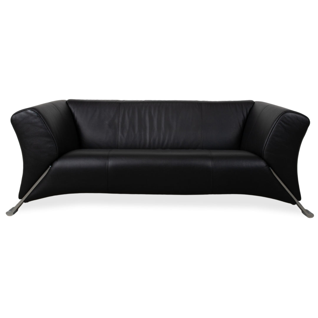Rolf Benz 322 Leder Zweisitzer Schwarz Sofa Couch