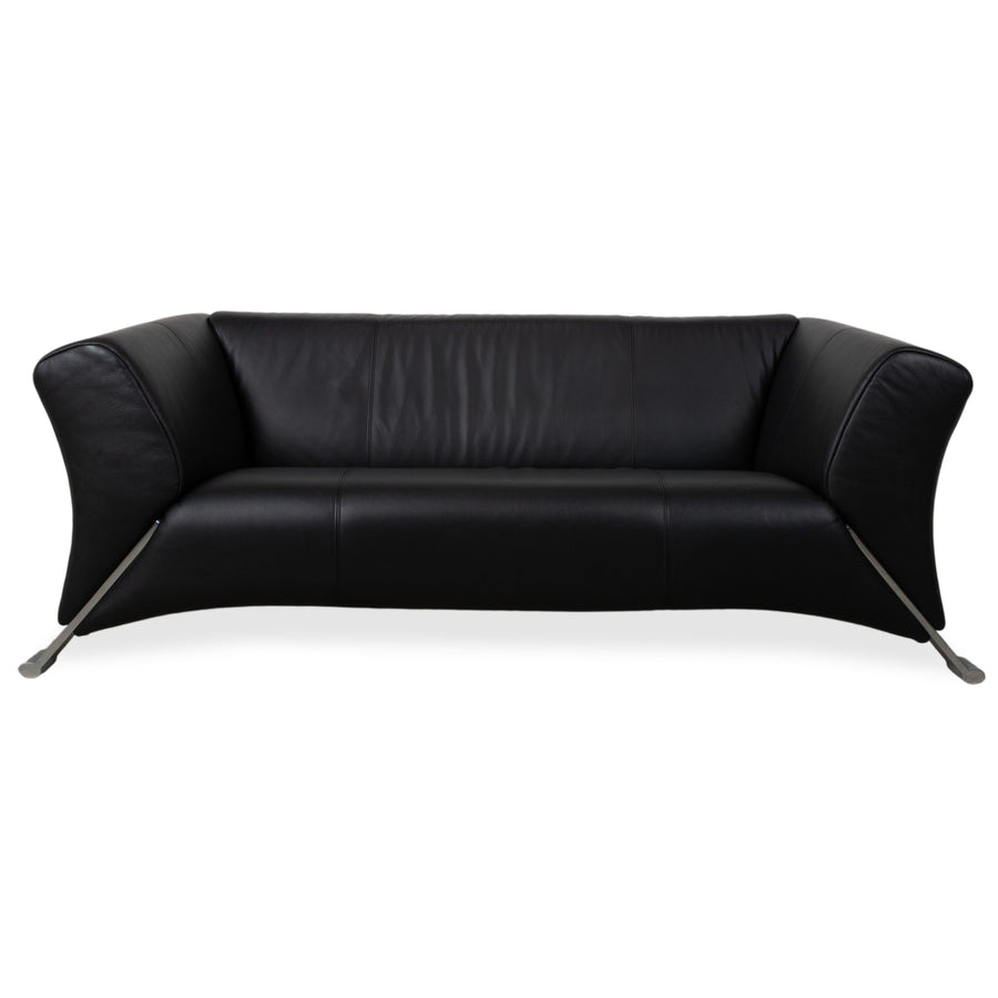 Rolf Benz 322 Leder Zweisitzer Schwarz Sofa Couch