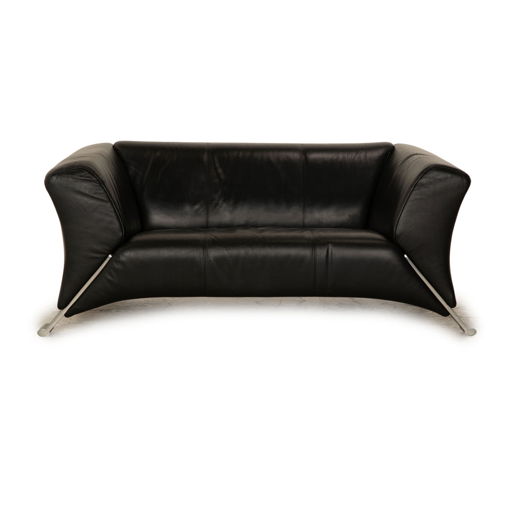 Rolf Benz 322 Leder Zweisitzer Schwarz Sofa Couch