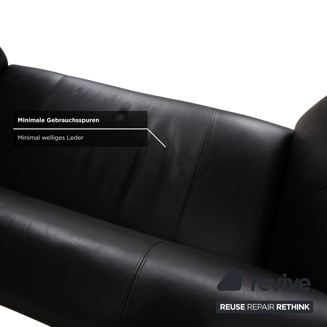 Rolf Benz 322 Leder Zweisitzer Schwarz Sofa Couch
