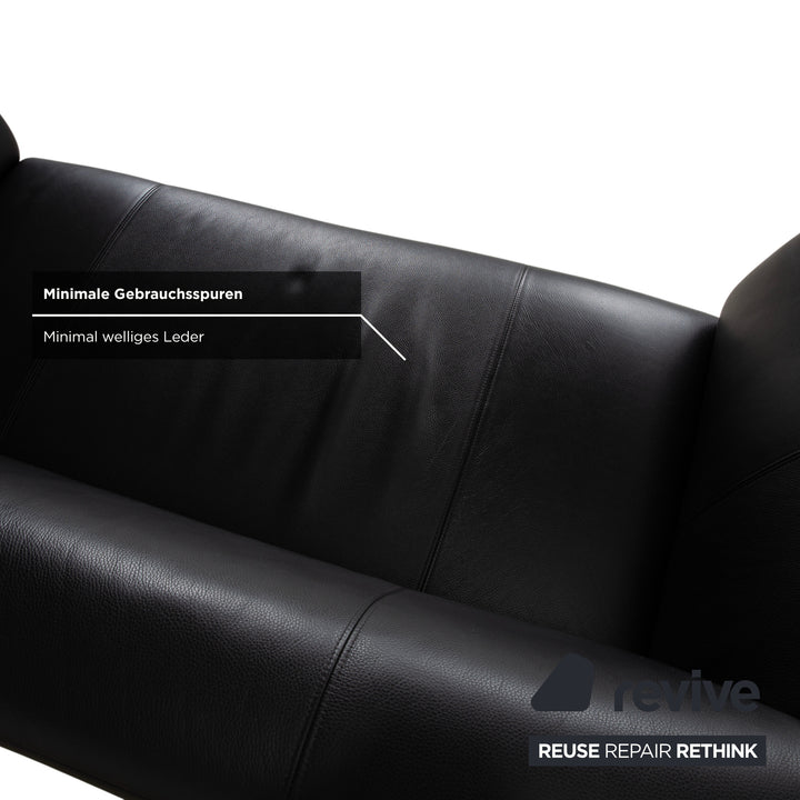 Rolf Benz 322 Leder Zweisitzer Schwarz Sofa Couch