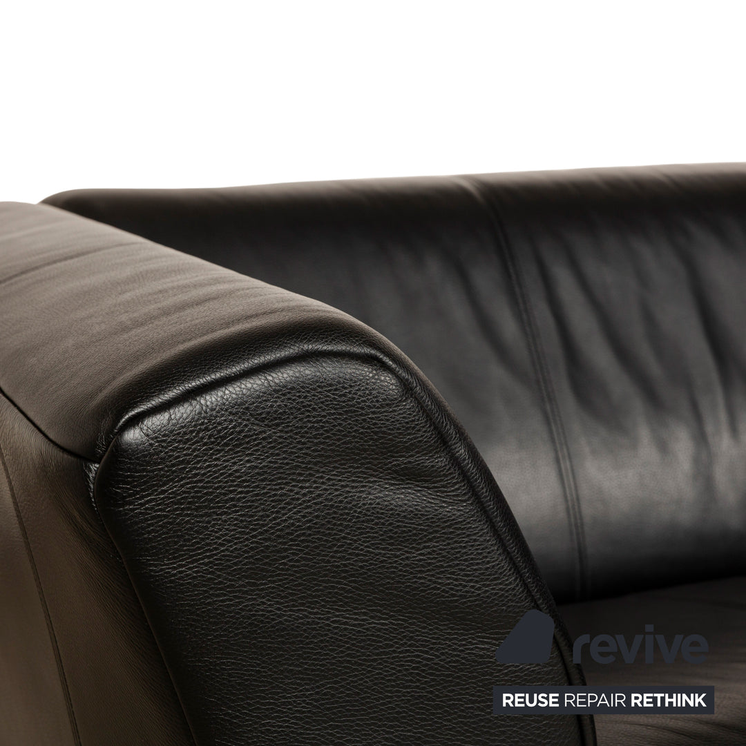 Rolf Benz 322 leather two-seater black sofa couch