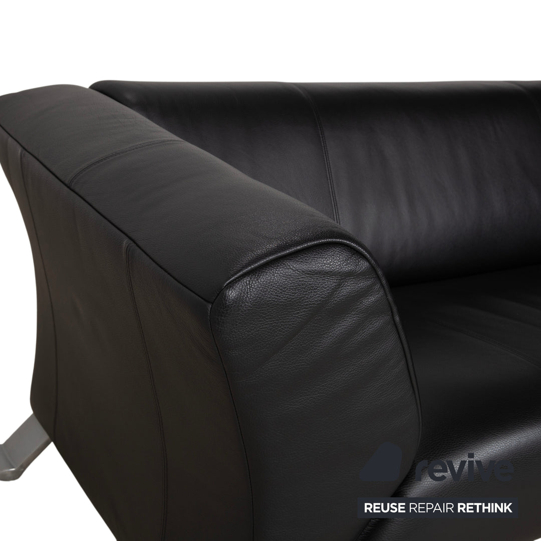 Rolf Benz 322 Leder Zweisitzer Schwarz Sofa Couch