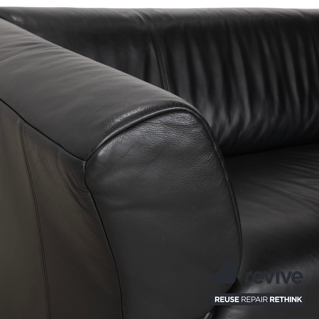 Rolf Benz 322 leather two-seater black sofa couch