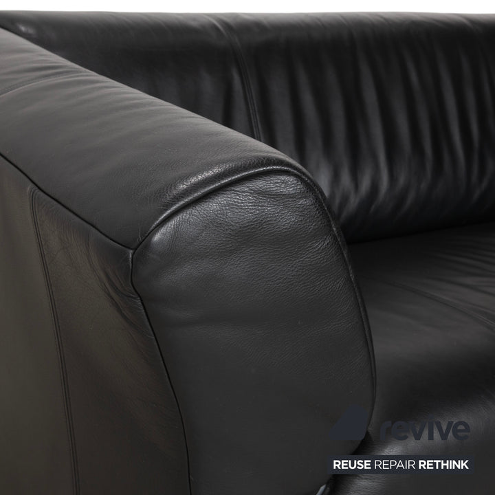 Rolf Benz 322 leather two-seater black sofa couch