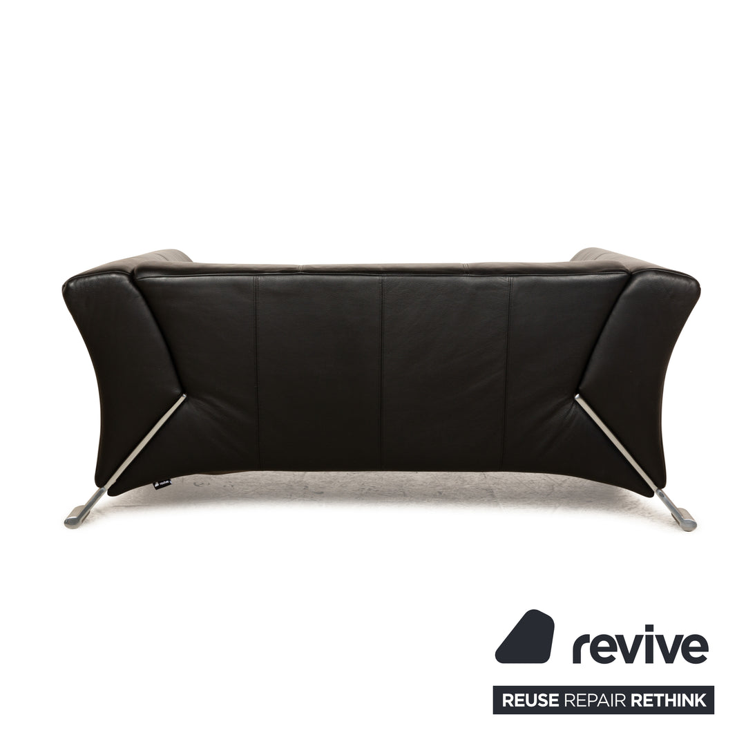 Rolf Benz 322 leather two-seater black sofa couch