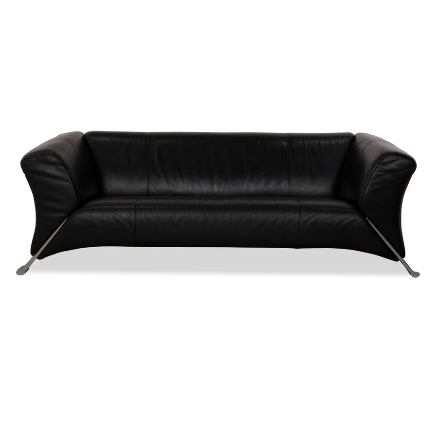 Rolf Benz 322 leather two-seater black sofa couch