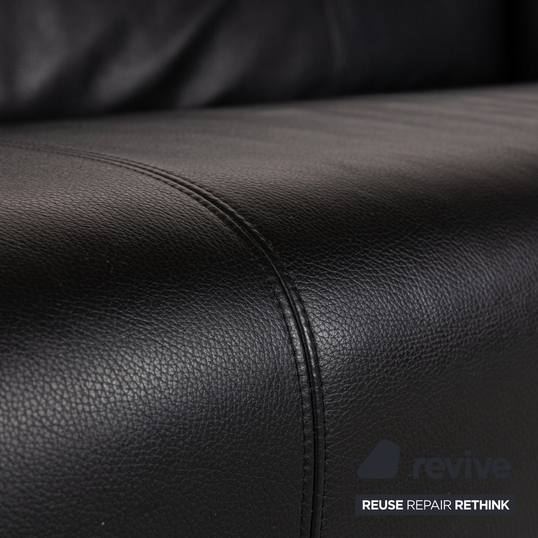 Rolf Benz 322 leather two-seater black sofa couch