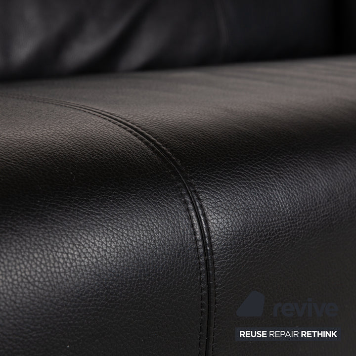 Rolf Benz 322 leather two-seater black sofa couch