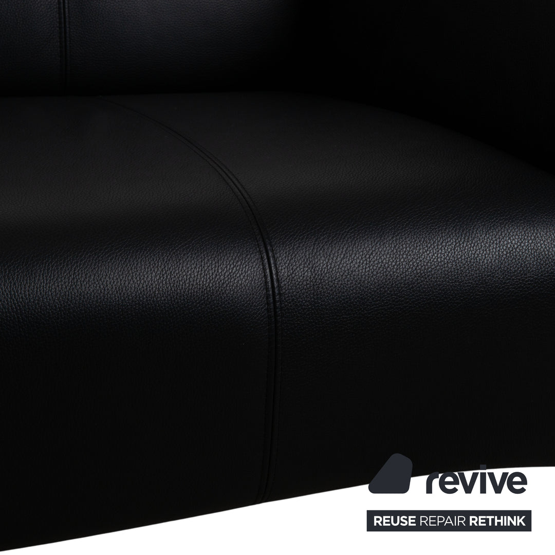 Rolf Benz 322 Leder Zweisitzer Schwarz Sofa Couch