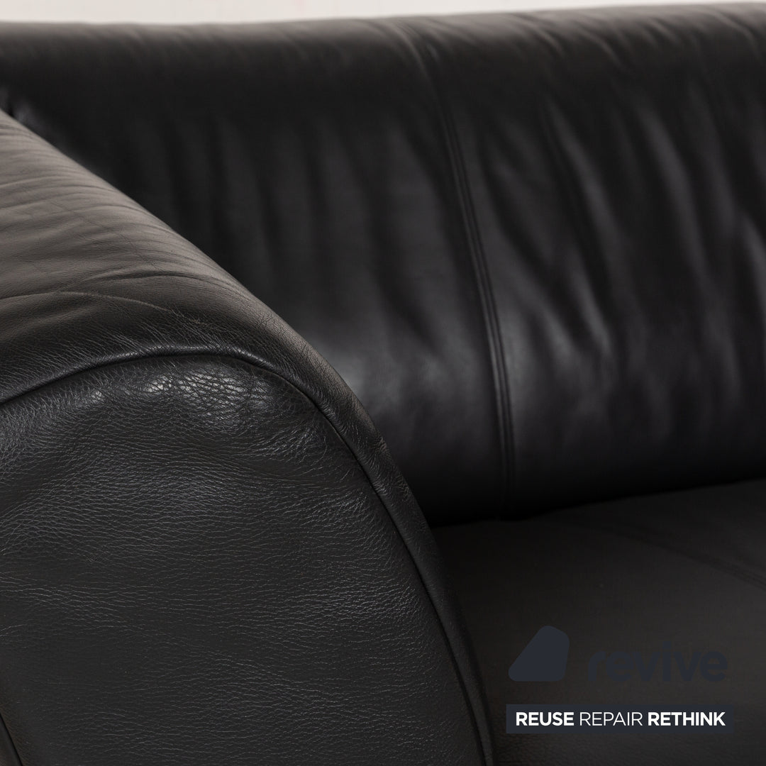 Rolf Benz 322 leather two-seater black sofa couch