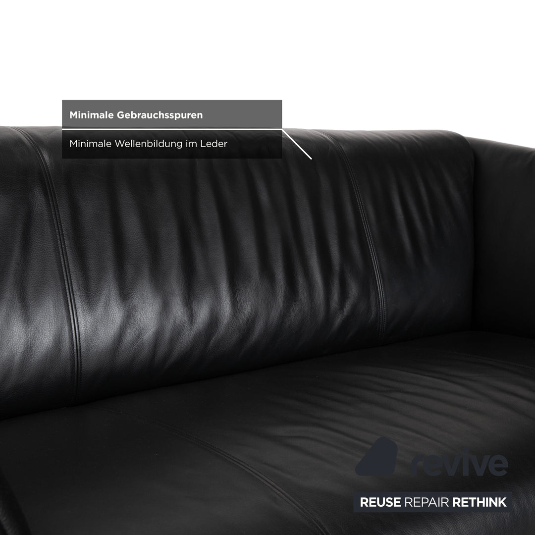 Rolf Benz 322 leather two-seater black sofa couch