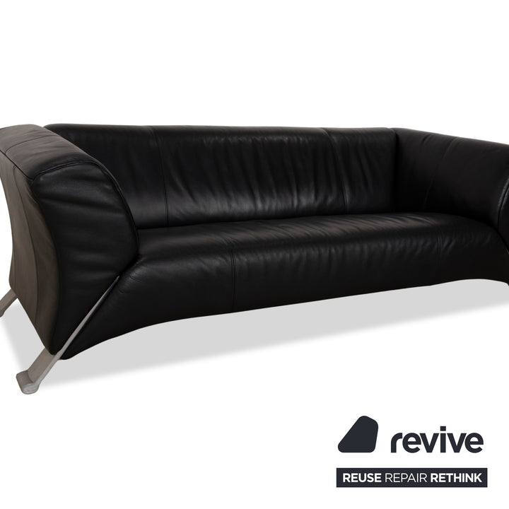 Rolf Benz 322 leather two-seater black sofa couch