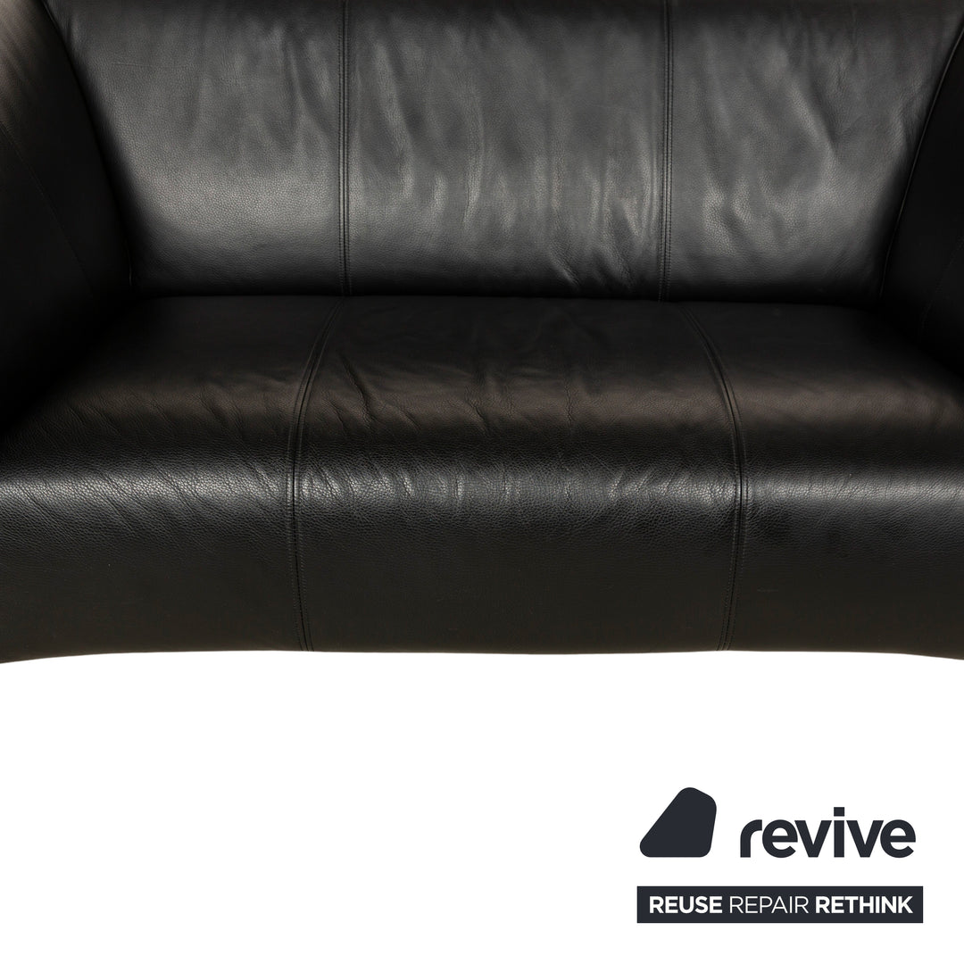 Rolf Benz 322 leather two-seater black sofa couch