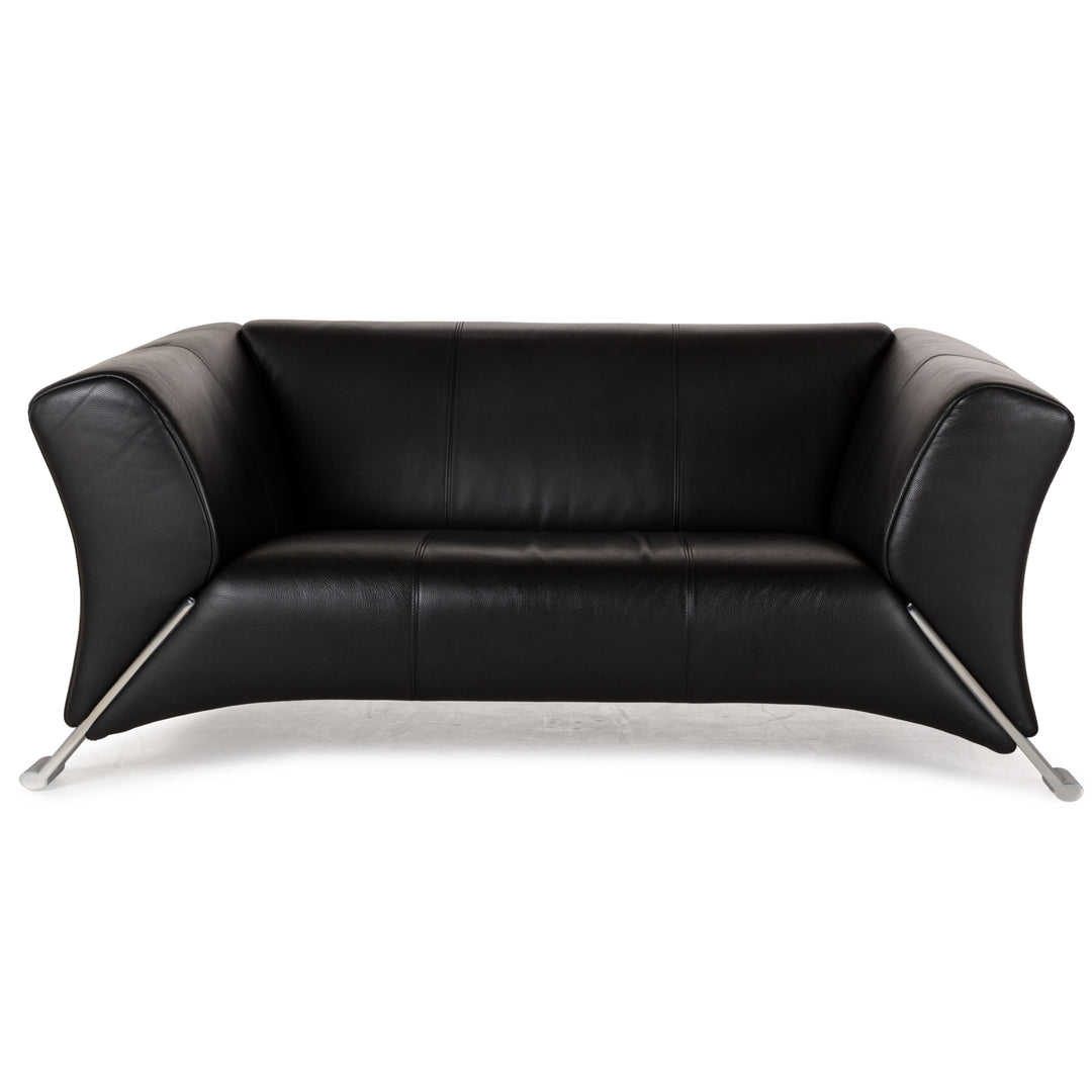Rolf Benz 322 Leder Zweisitzer Schwarz Sofa Couch