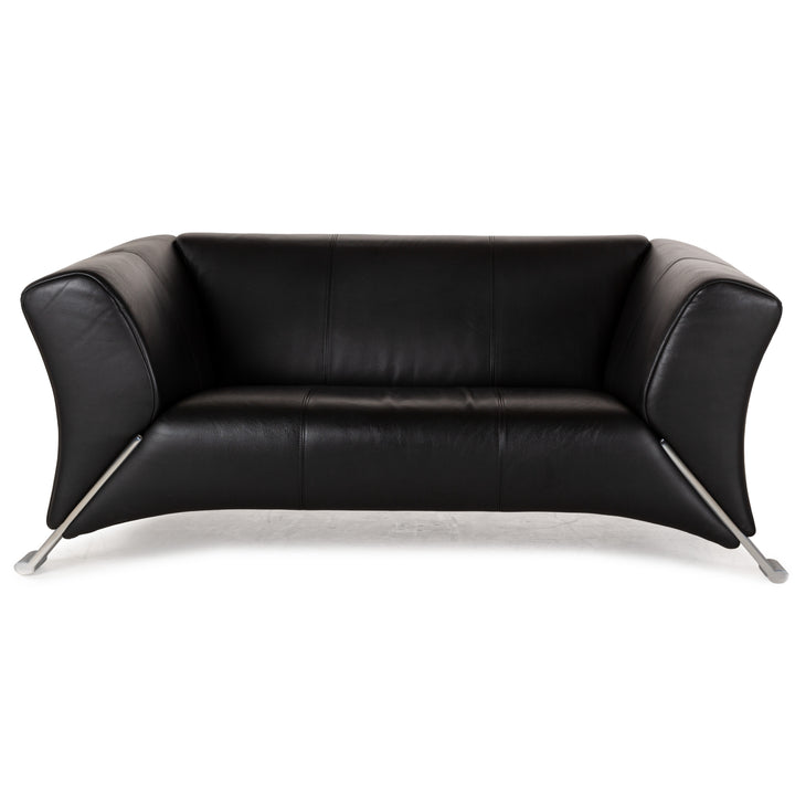 Rolf Benz 322 Leder Zweisitzer Schwarz Sofa Couch