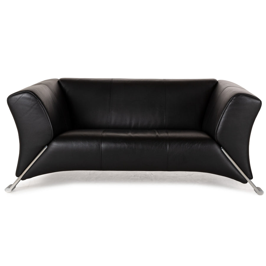 Rolf Benz 322 Leder Zweisitzer Schwarz Sofa Couch