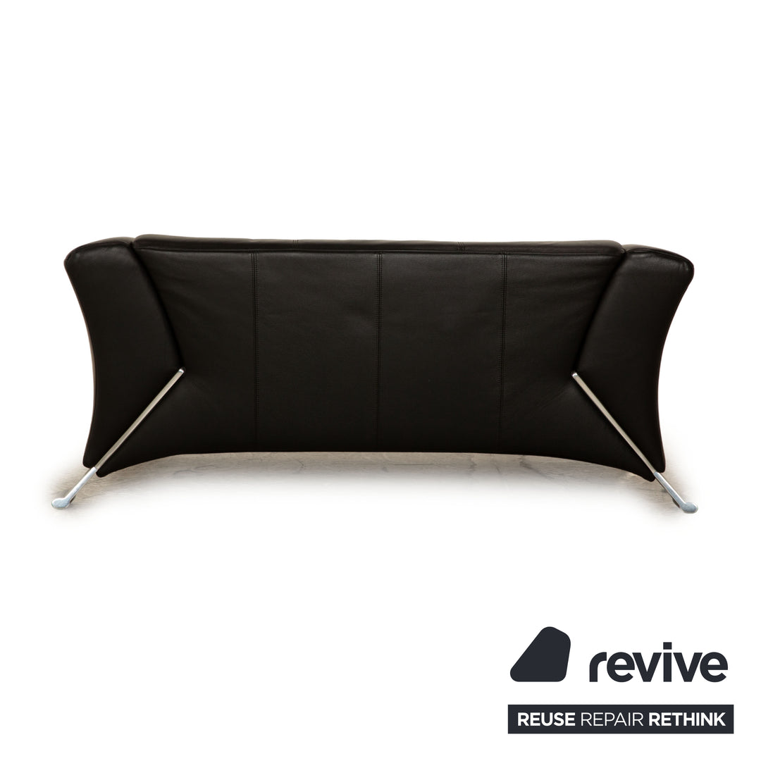 Rolf Benz 322 leather two-seater black sofa couch