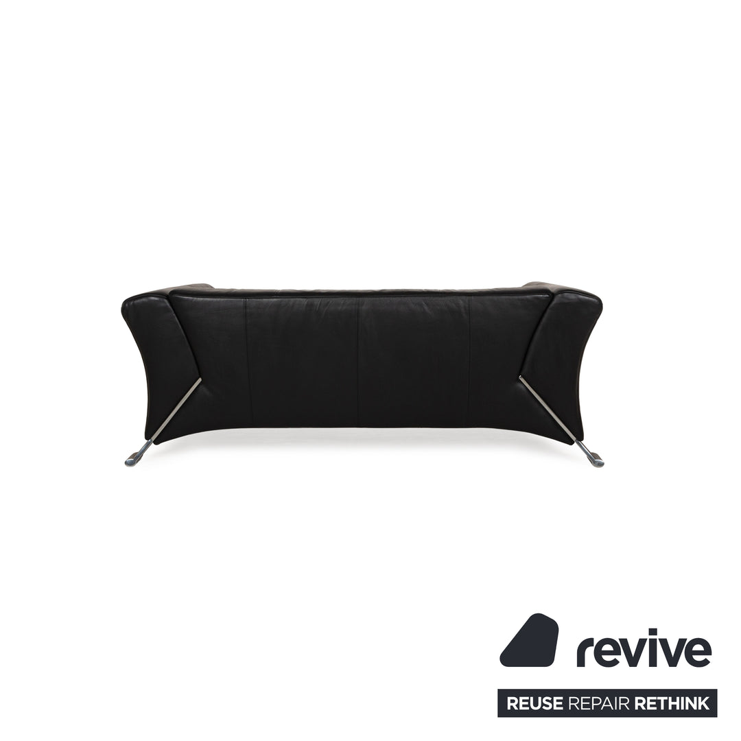 Rolf Benz 322 leather two-seater black sofa couch