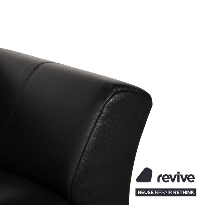 Rolf Benz 322 Leder Zweisitzer Schwarz Sofa Couch