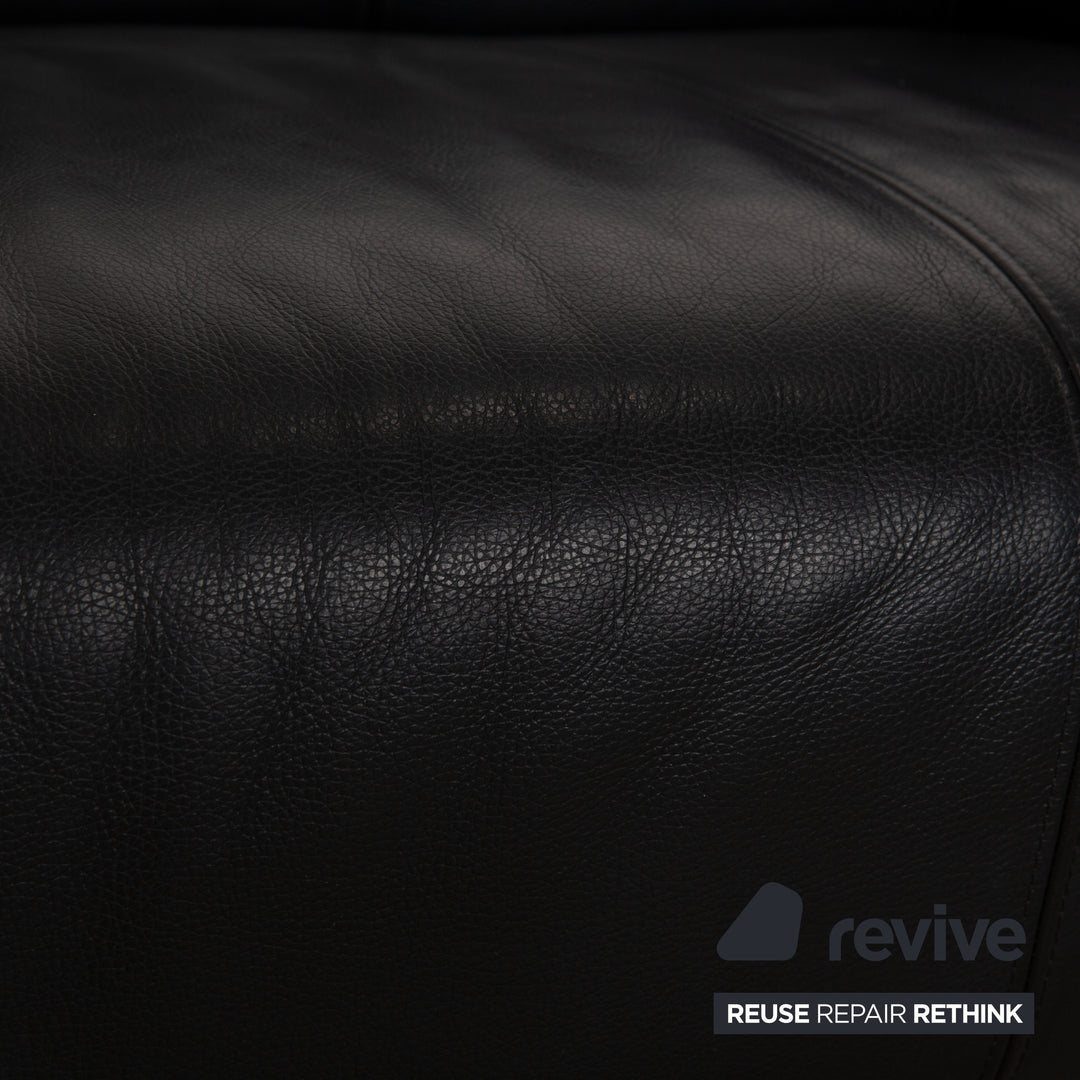 Rolf Benz 322 leather two-seater black sofa couch