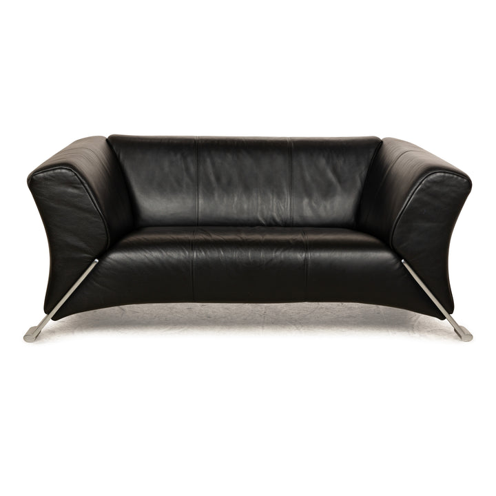 Rolf Benz 322 leather two-seater black sofa couch