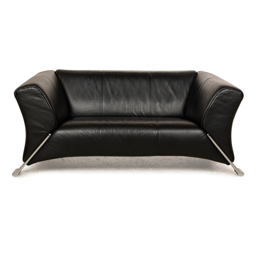 Rolf Benz 322 Leder Zweisitzer Schwarz Sofa Couch