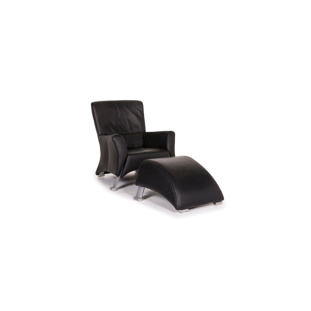 Rolf Benz 322 Sessel Garnitur Schwarz 1x Sessel 1x Hocker #12376