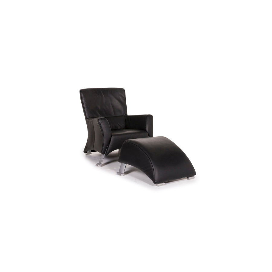 Rolf Benz 322 Sessel Garnitur Schwarz 1x Sessel 1x Hocker #12376