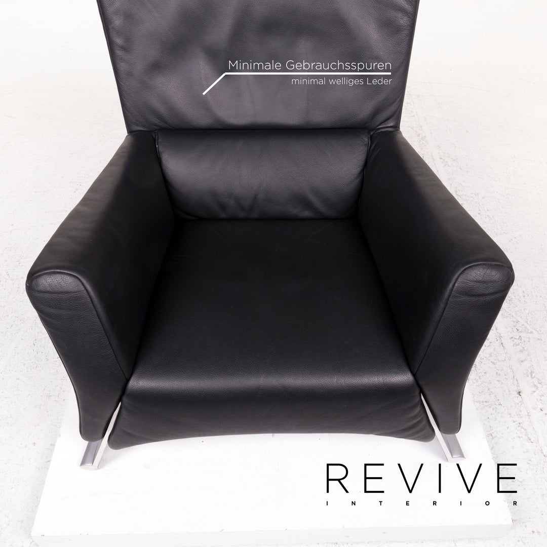 Rolf Benz 322 Sessel Garnitur Schwarz 1x Sessel 1x Hocker #12376