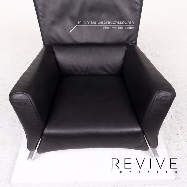 Rolf Benz 322 Sessel Garnitur Schwarz 1x Sessel 1x Hocker #12376
