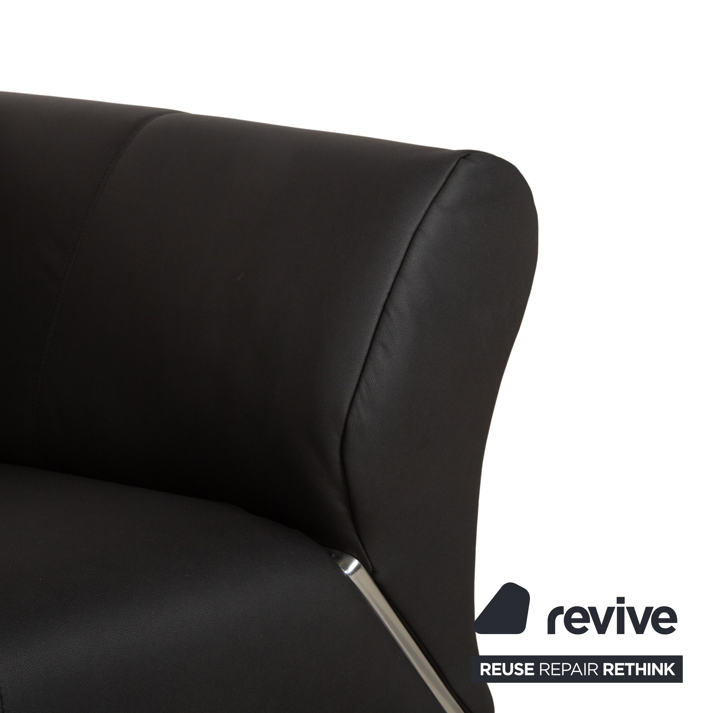 Canapé trois places en cuir vegan Rolf Benz 322 anthracite gris foncé, housse neuve