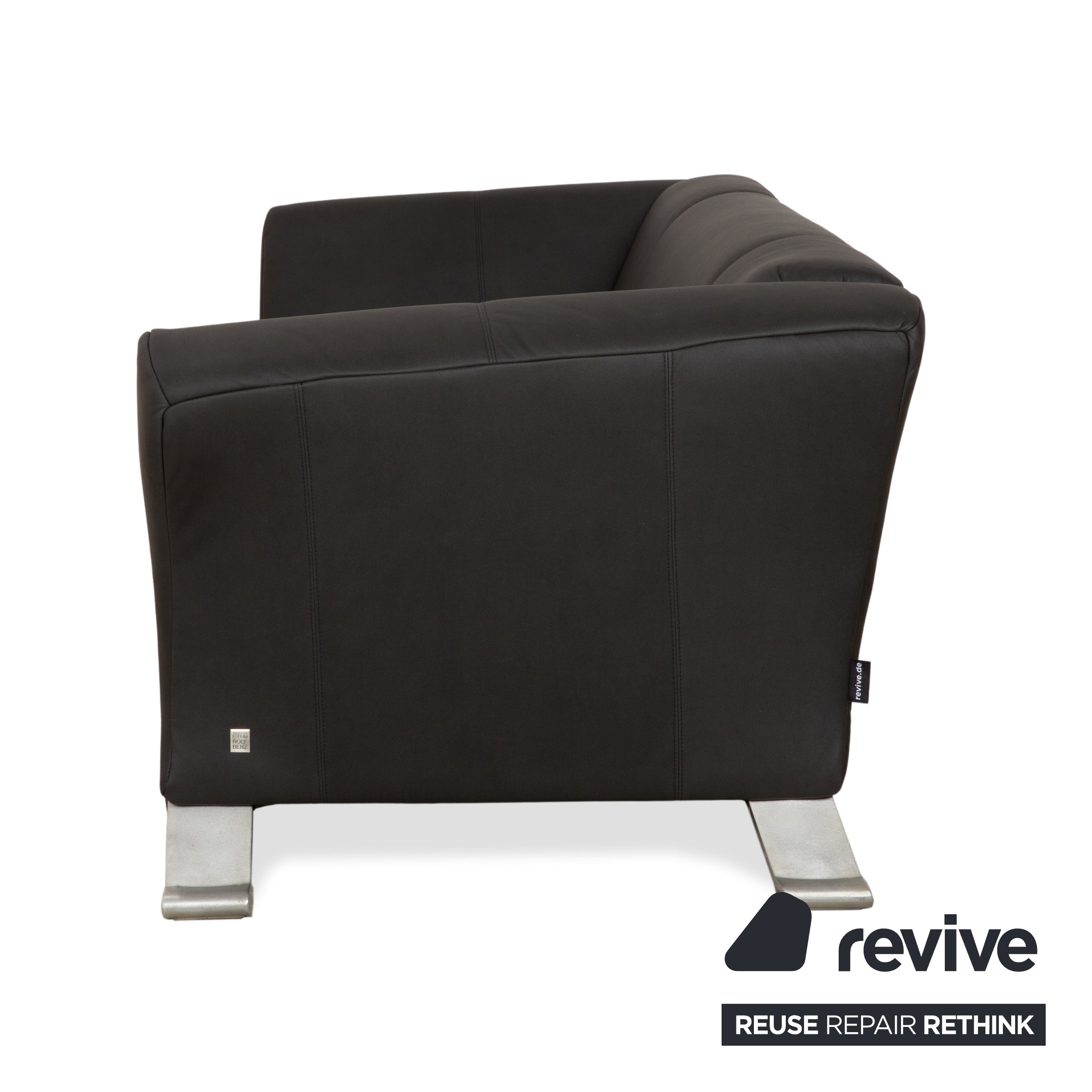 Canapé trois places en cuir vegan Rolf Benz 322 anthracite gris foncé, housse neuve