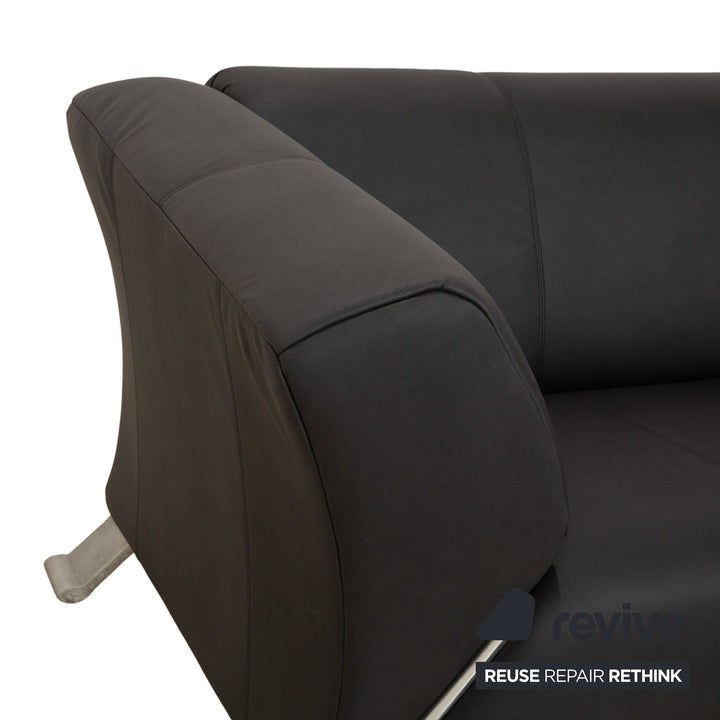 Rolf Benz 322 vegan leather three-seater anthracite dark grey sofa couch new cover