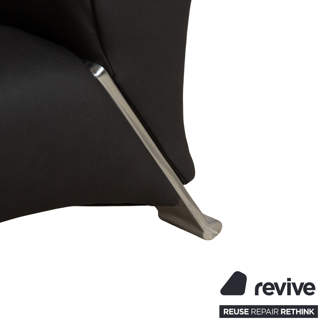 Canapé trois places en cuir vegan Rolf Benz 322 anthracite gris foncé, housse neuve