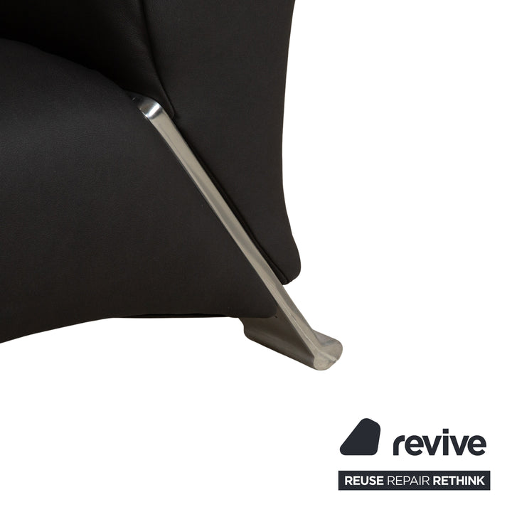 Canapé trois places en cuir vegan Rolf Benz 322 anthracite gris foncé, housse neuve