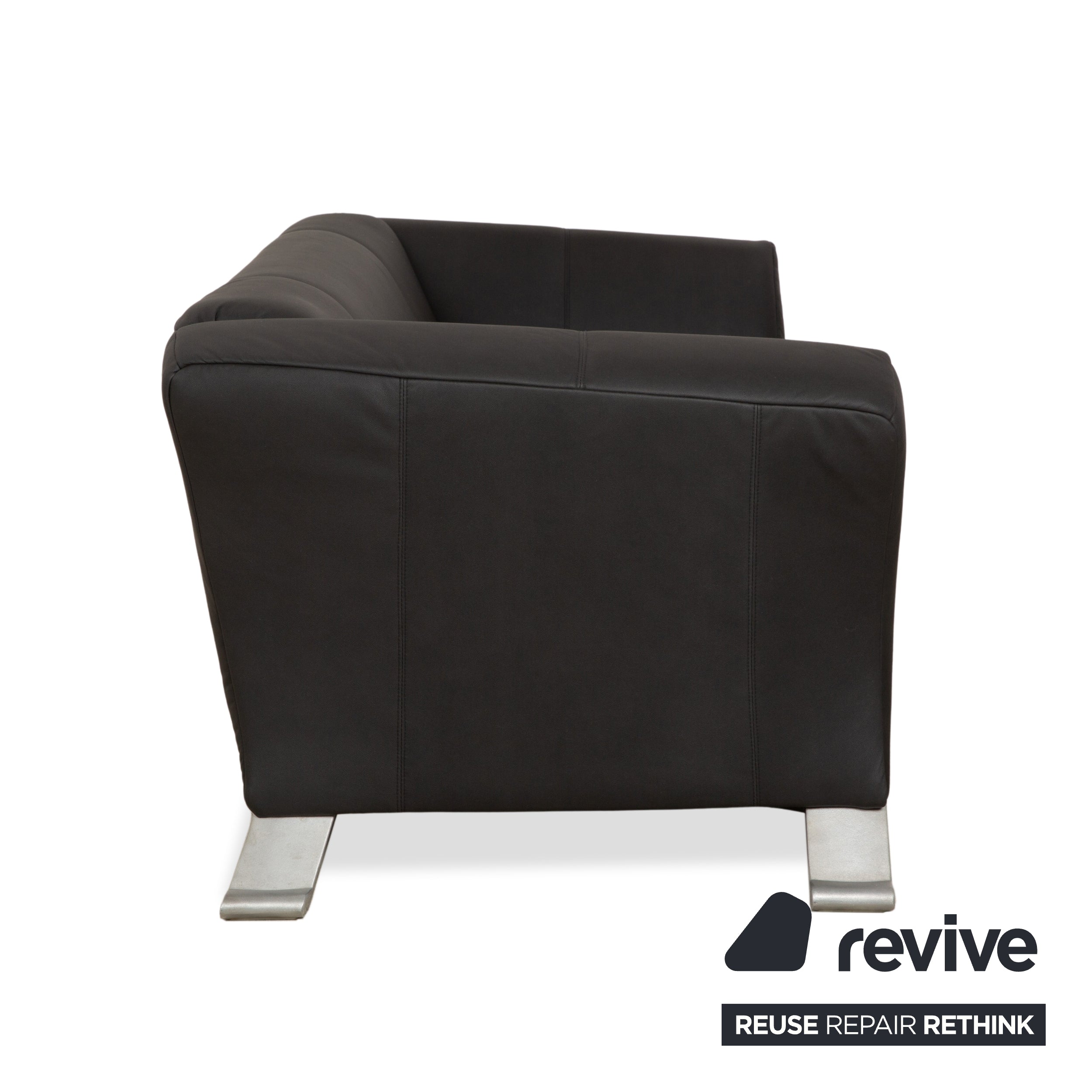 Canapé trois places en cuir vegan Rolf Benz 322 anthracite gris foncé, housse neuve