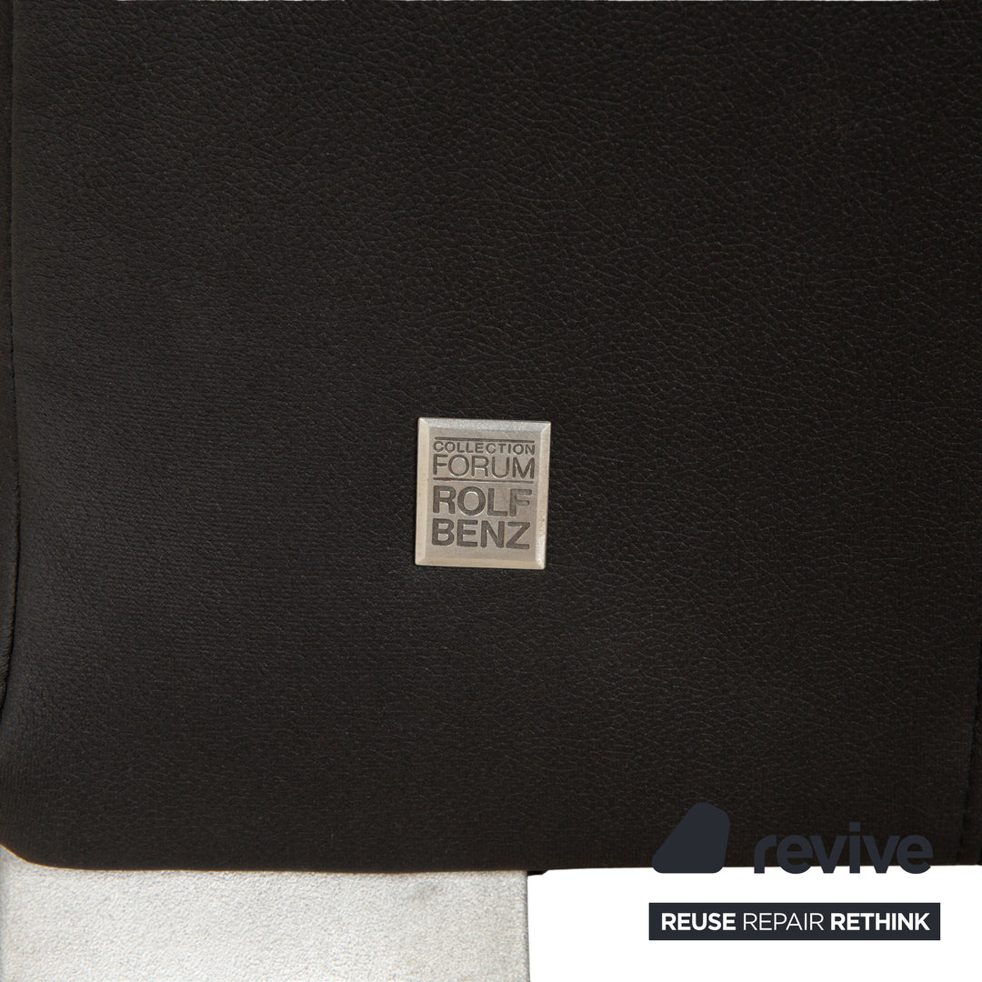 Canapé trois places en cuir vegan Rolf Benz 322 anthracite gris foncé, housse neuve