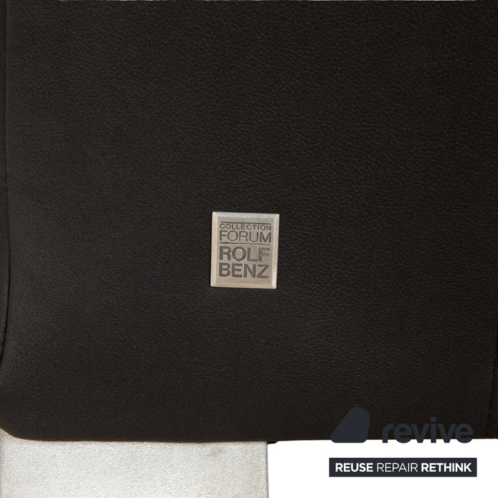 Canapé trois places en cuir vegan Rolf Benz 322 anthracite gris foncé, housse neuve