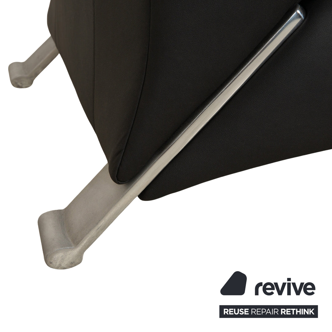 Canapé trois places en cuir vegan Rolf Benz 322 anthracite gris foncé, housse neuve