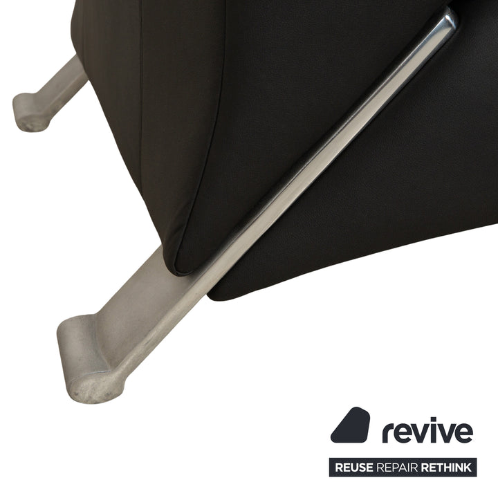 Canapé trois places en cuir vegan Rolf Benz 322 anthracite gris foncé, housse neuve