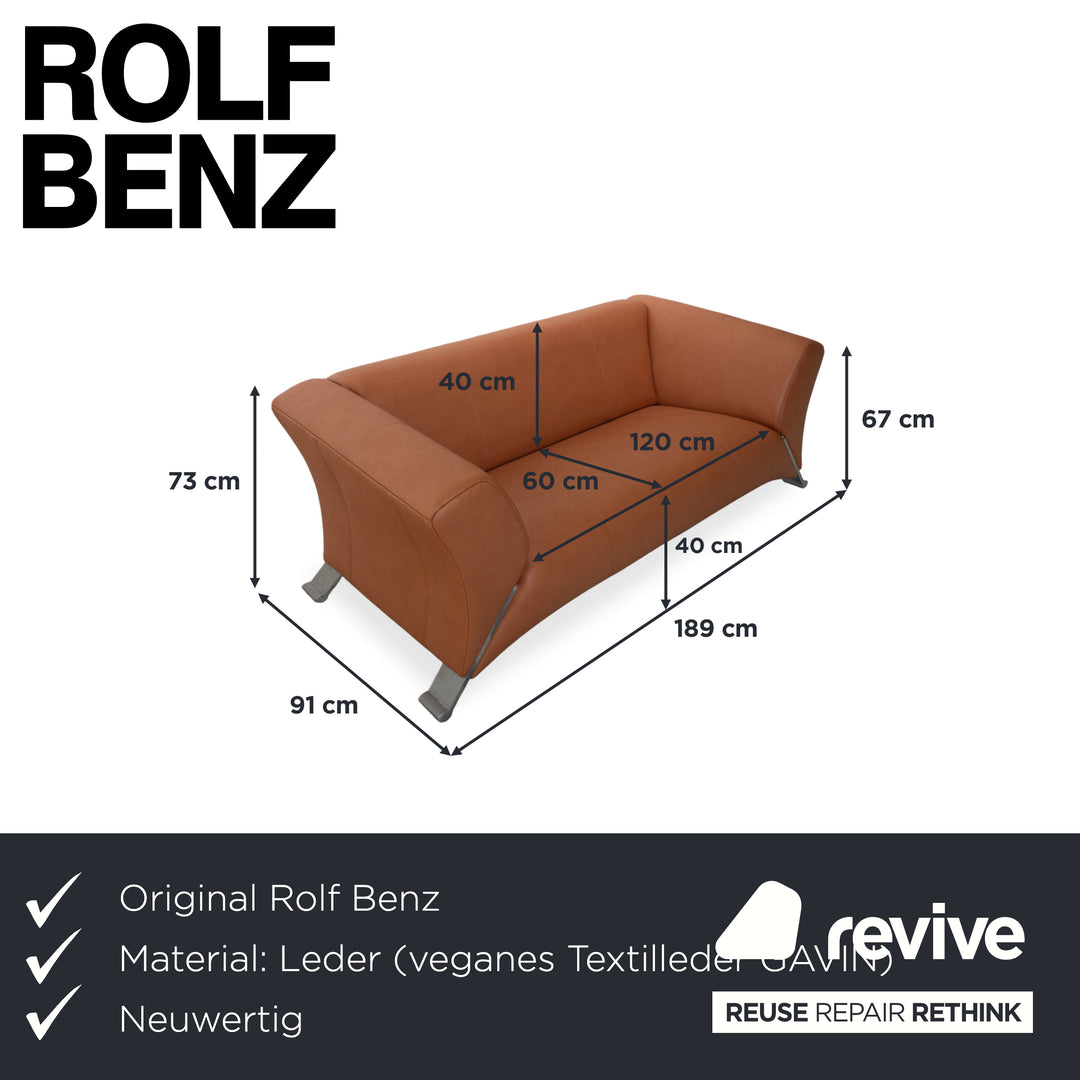 Rolf Benz 322 veganes Leder Zweisitzer Braun Cognac Sofa Couch Neubezug GAVIN 103
