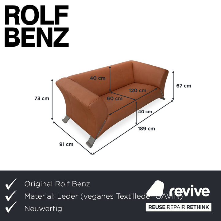 Rolf Benz 322 veganes Leder Zweisitzer Braun Cognac Sofa Couch Neubezug GAVIN 103