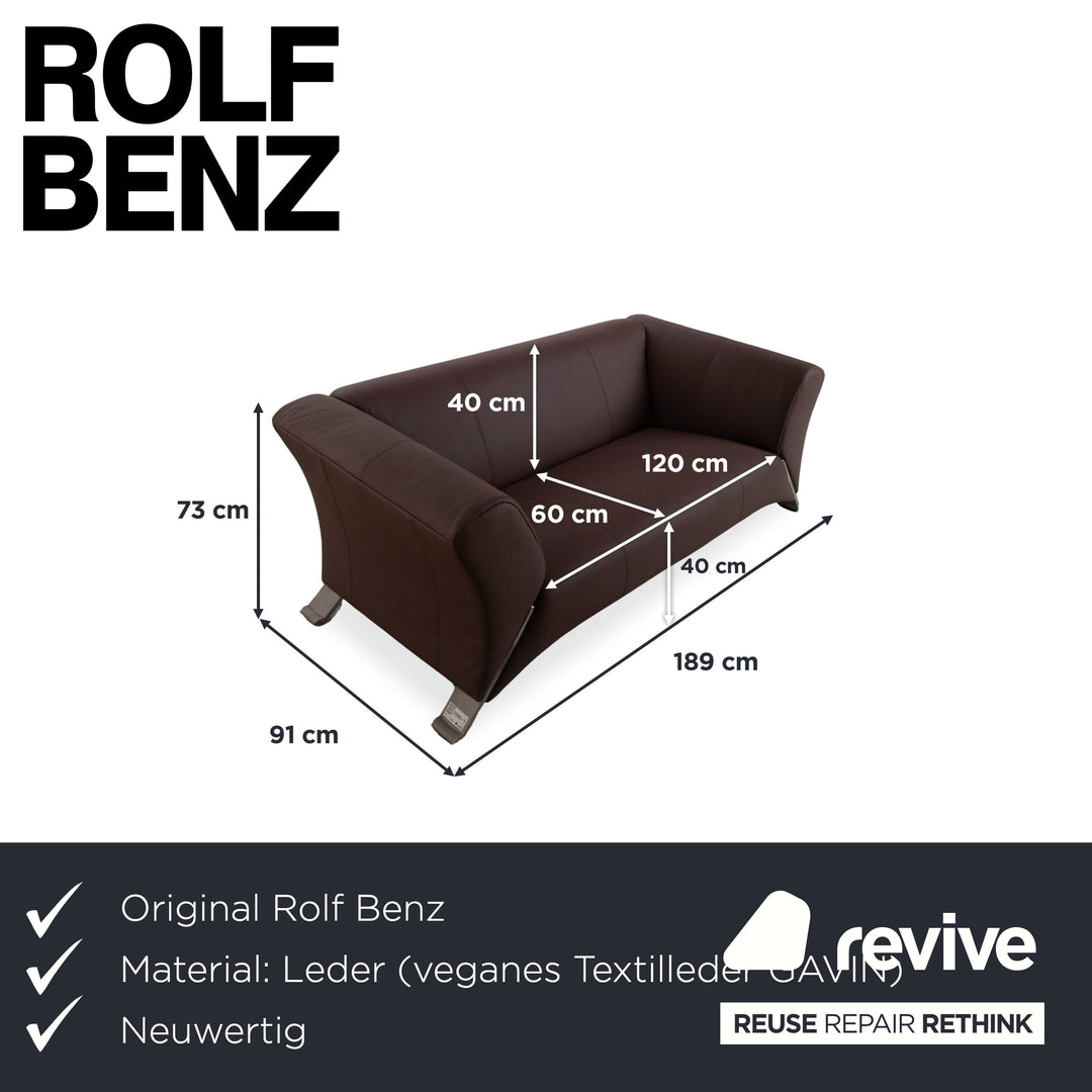 Rolf Benz 322 veganes Leder Zweisitzer Mokka Braun Sofa Couch Neubezug GAVIN 105