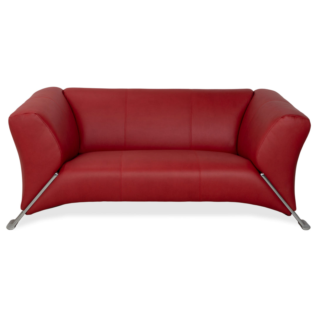 Rolf Benz 322 vegan leather two-seater red sofa couch reupholstered