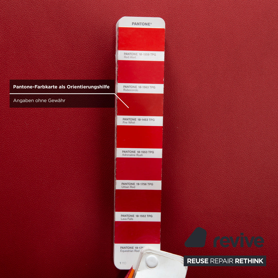 Canapé deux places rouge en cuir végétalien Rolf Benz 322 retapissé