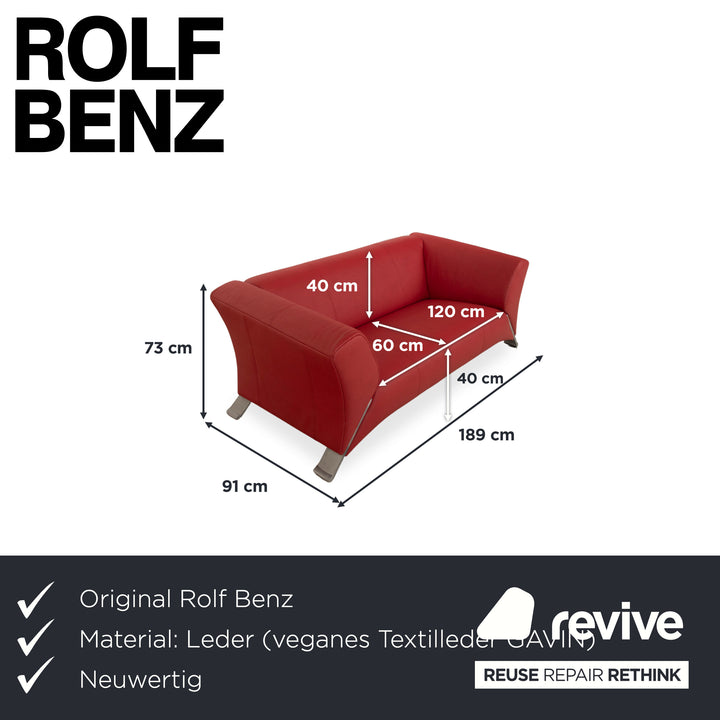Rolf Benz 322 veganes Leder Zweisitzer Rot Sofa Couch Neubezug GAVIN 107